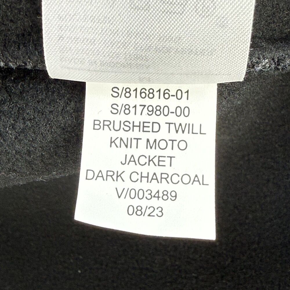 Banana Republic Dark Charcoal Size M Brushed Twill Knit Moto Jacket Coat Cropped - Picture 6 of 16